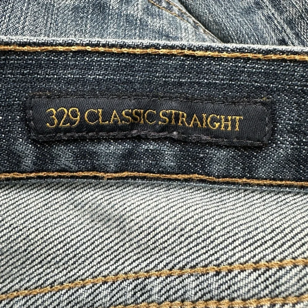 Lucky Brand 329 Straight Jeans Men actual 34x34‎ Blue Distressed Italian Denim